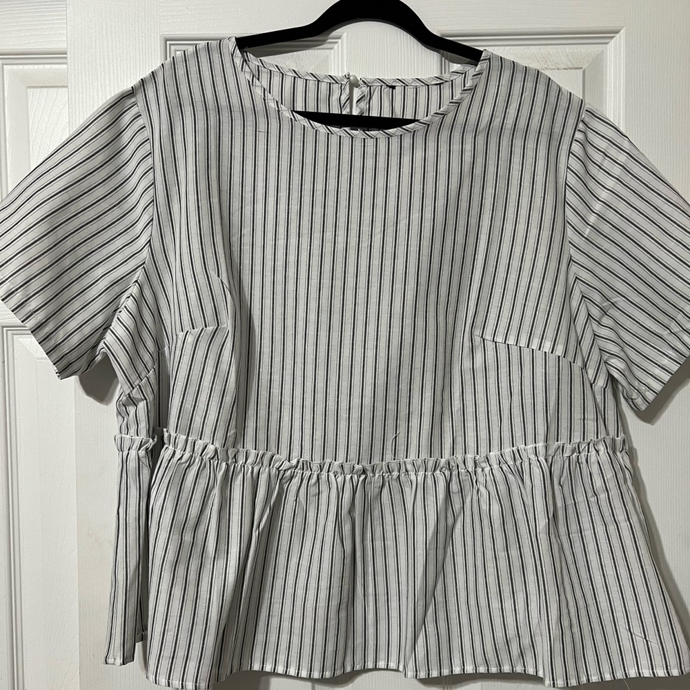 white and black strip peplum
